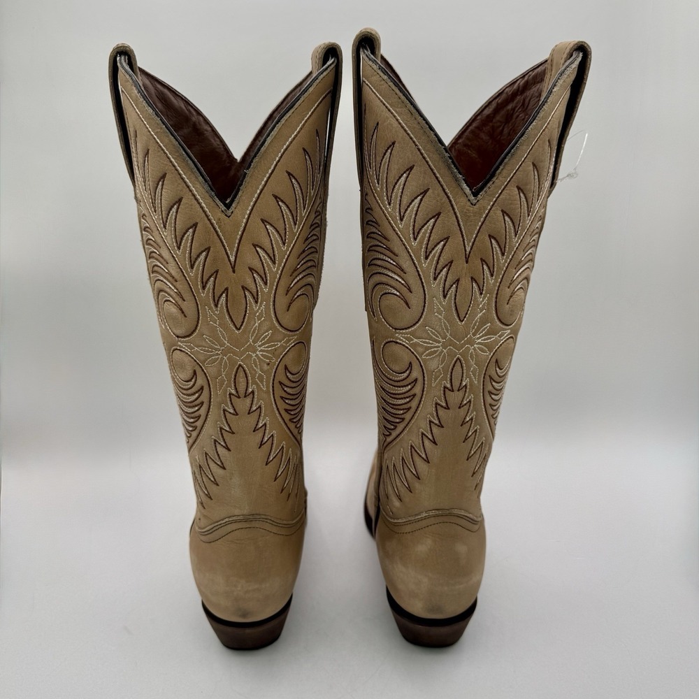 Circle G Tall Snip Toe Western Boots Women's Size 7.5 M Sand Beige Leather - Picture 13 of 16